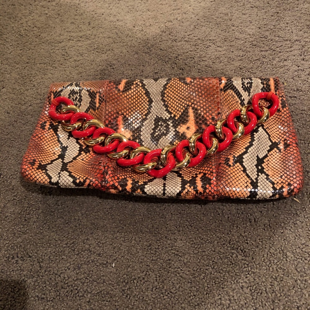 Michael Kors python peach&brown chain accent